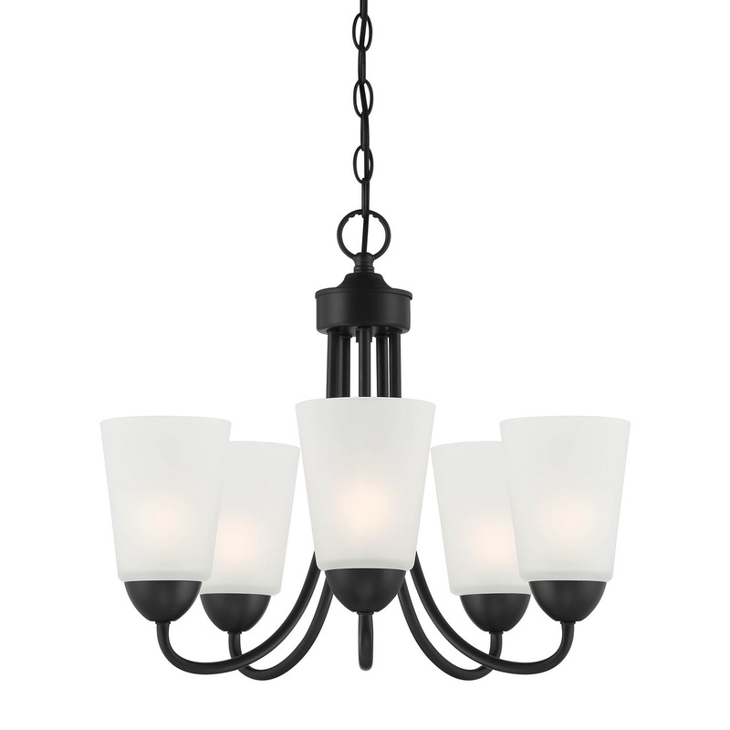 Malone Five Light Chandelier in Matte Black