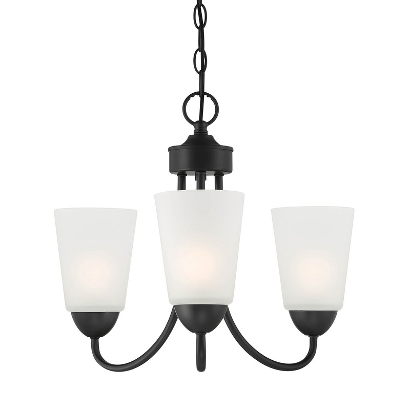 Malone Three Light Chandelier in Matte Black