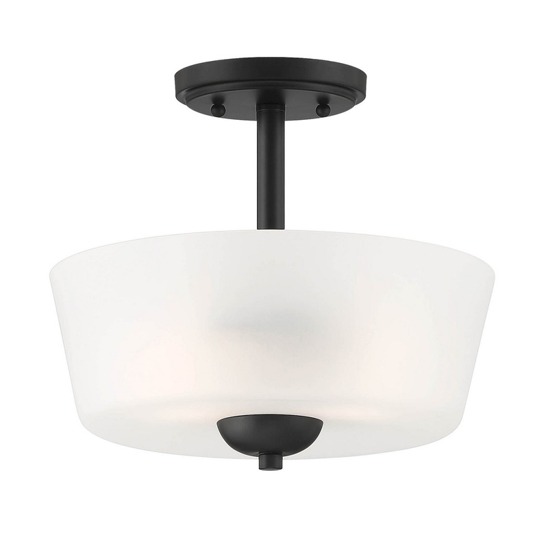 Malone Two Light Semi-Flush Mount in Matte Black