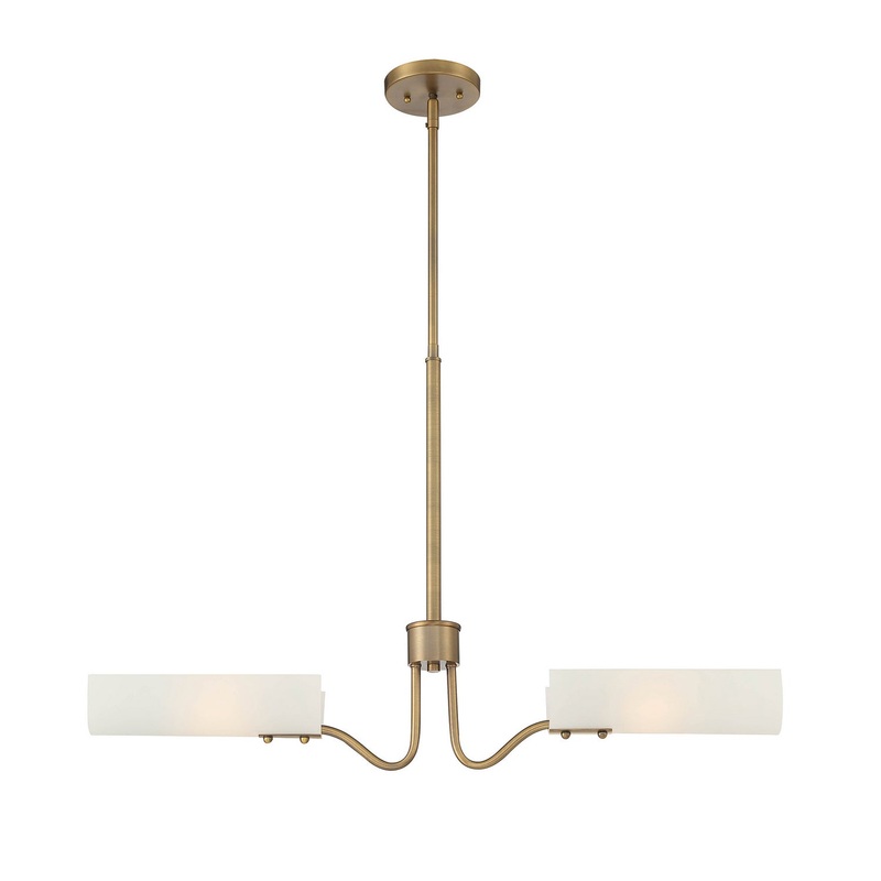 Manhasset Two Light Island Pendant in Old Satin Brass