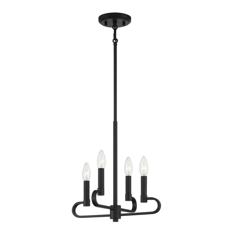 Summit Four Light Chandelier Convertible in Matte Black