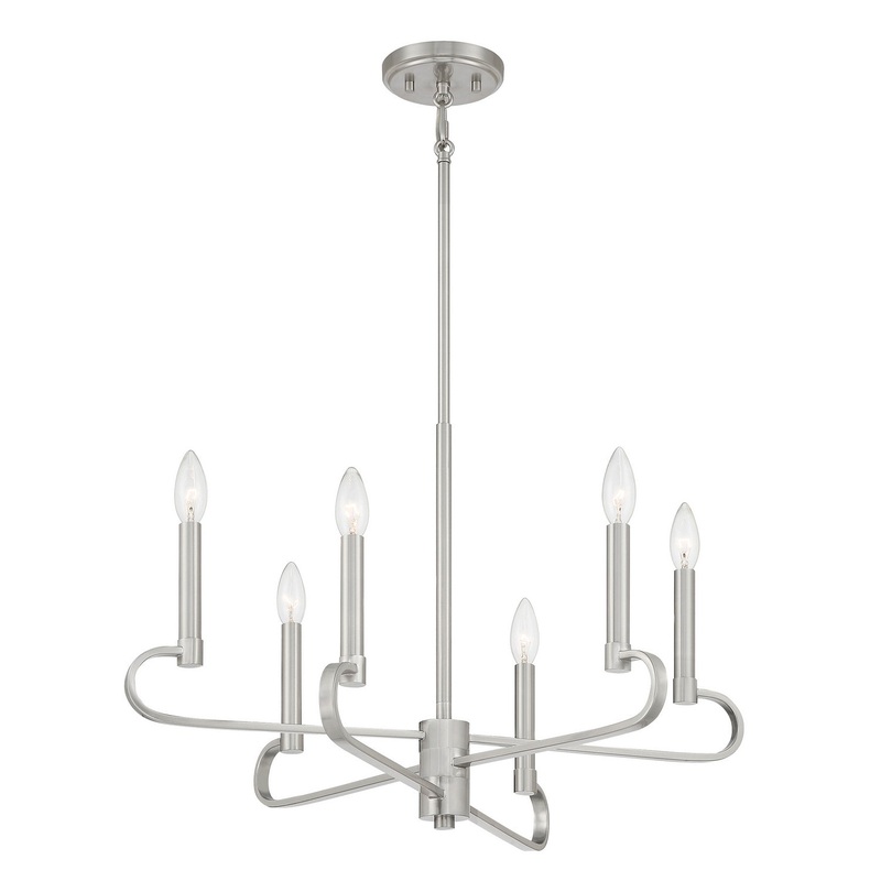 Summit Six Light Chandelier in Brushed Nickel