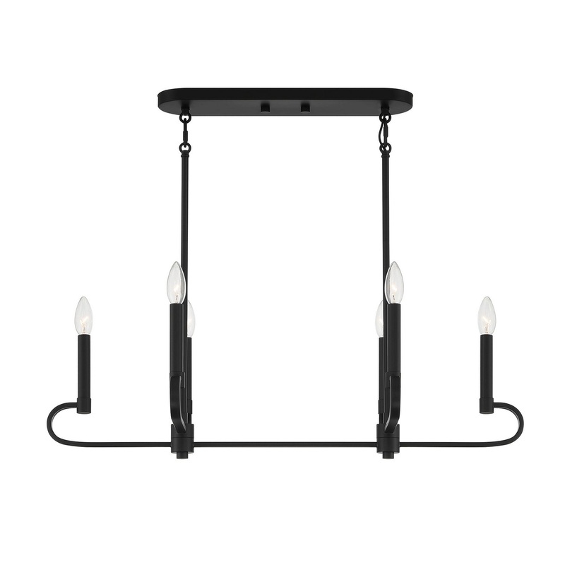 Summit Six Light Island Pendant in Matte Black