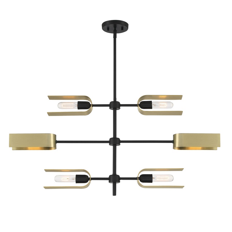 U Turn Six Light Island Pendant in Matte Black