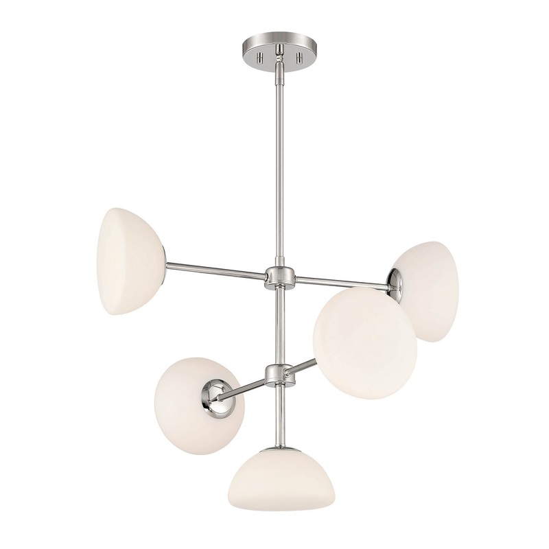Zio Five Light Chandelier in Polished Nickel