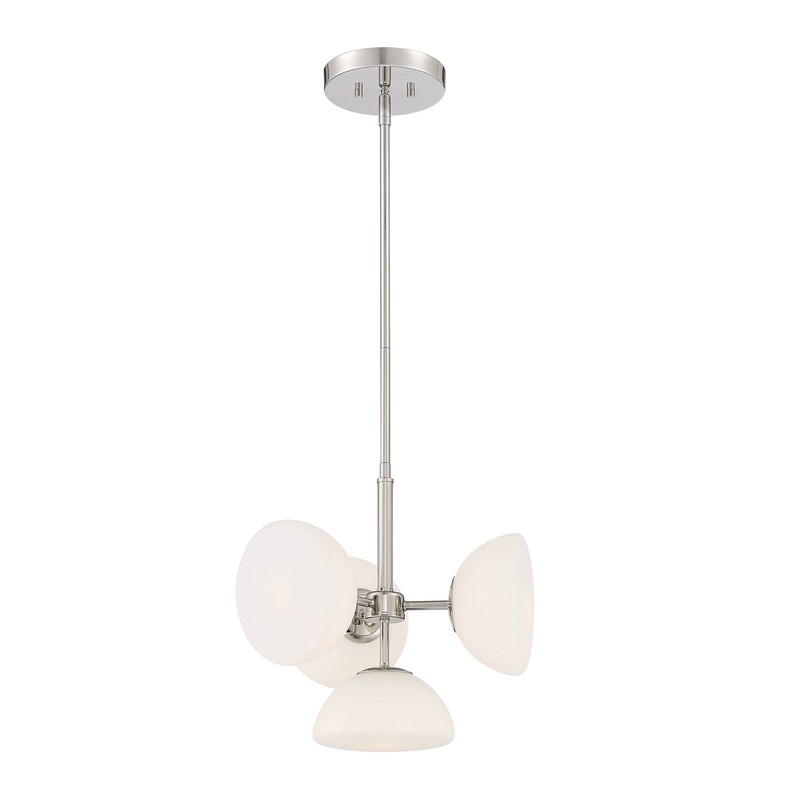 Zio Four Light Chandelier Convertible in Polished Nickel