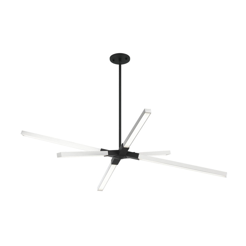 Asterisk Six Light Pendant in Matte Black / Aged Gold Brass