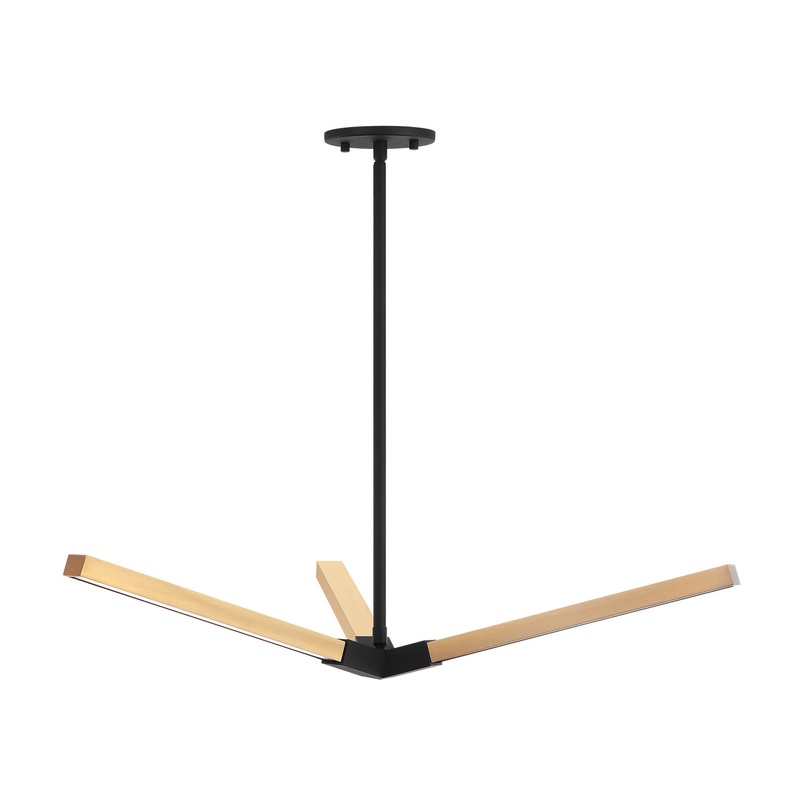 Asterisk Three Light Pendant in Matte Black / Chrome