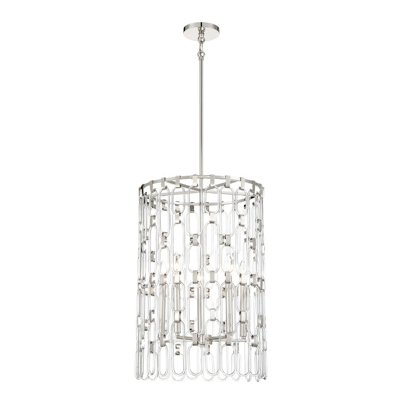 Charming Five Light Pendant in Polished Nickel