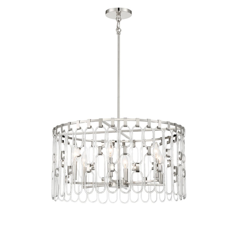 Charming Six Light Pendant in Polished Nickel
