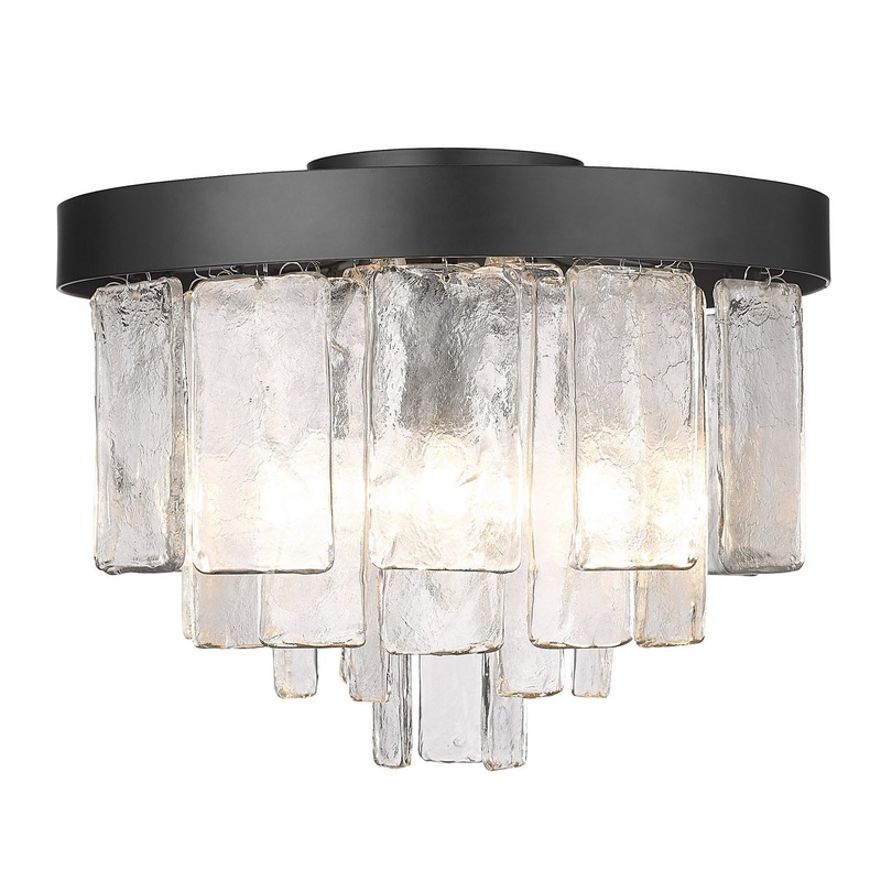 Ciara BLK Three Light Flush Mount in Matte Black