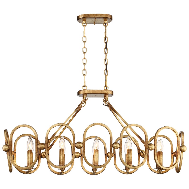 Clairpointe Ten Light Island Pendant in Pandora Gold Leaf