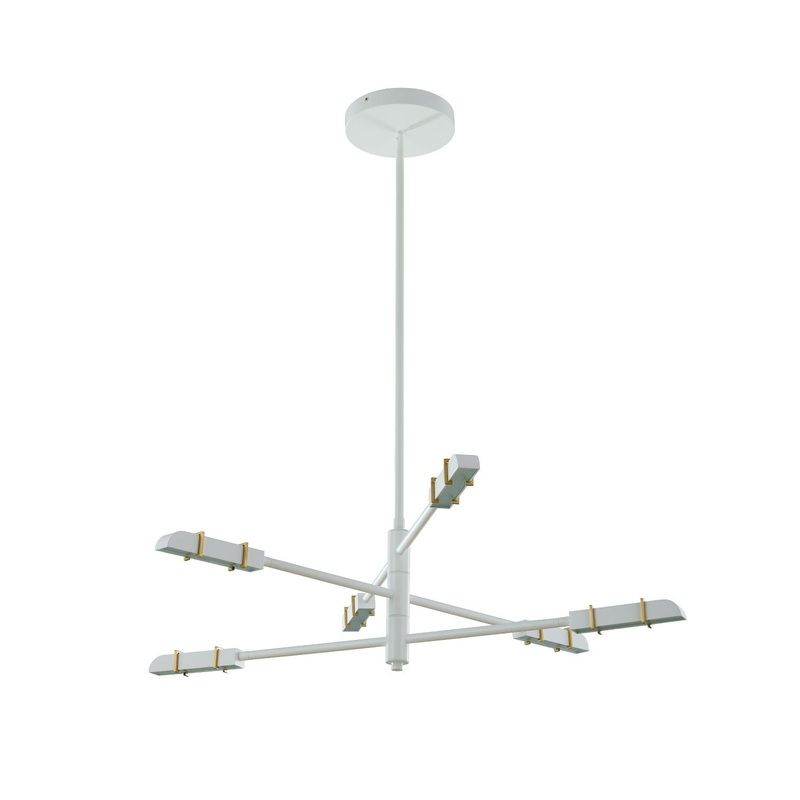 Concorde LED Chandelier in Satin Brass and Matte White