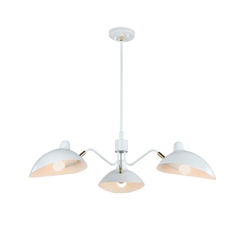 Droid Three Light Pendant in White & Brushed Gold