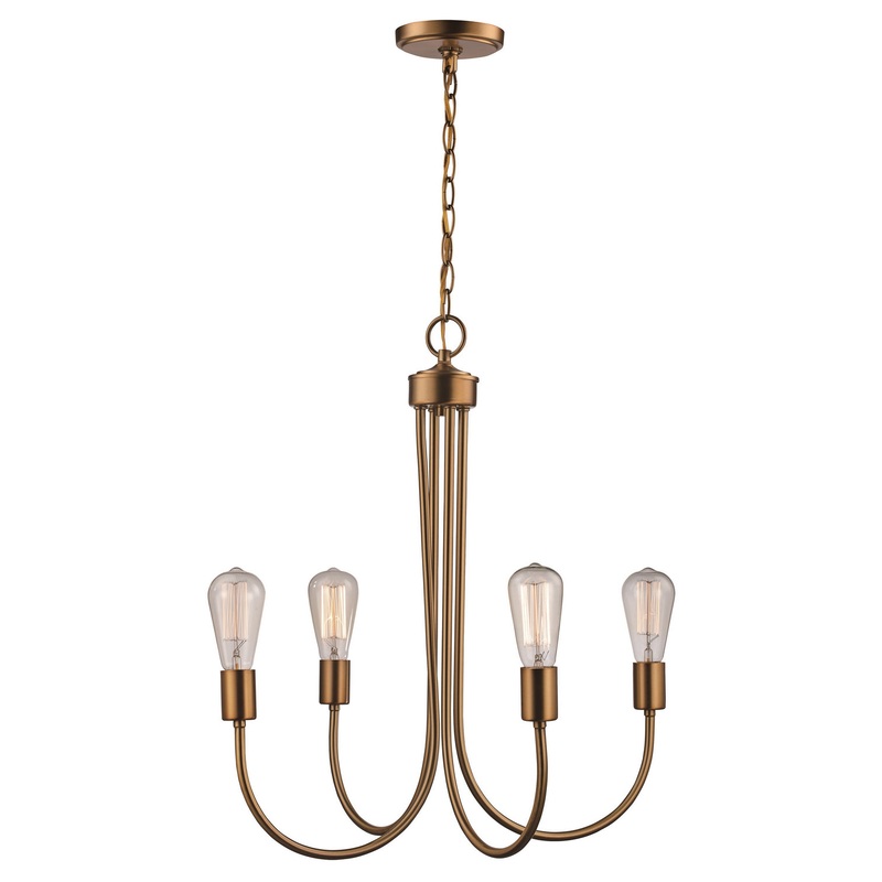 Four Light Chandelier in Antique Gold