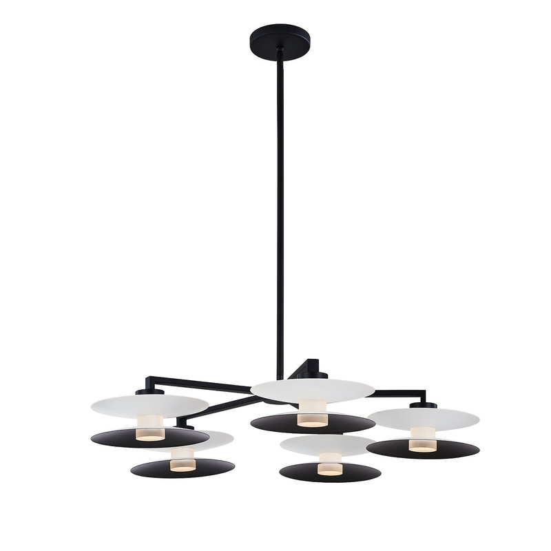 Fresno LED Chandelier in White and Matte Black