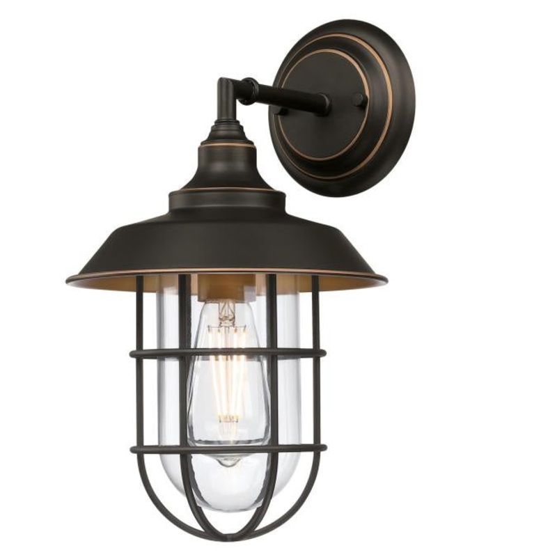 Iron Hill One Light Wall Fixture in Black-Bronze With Highlights