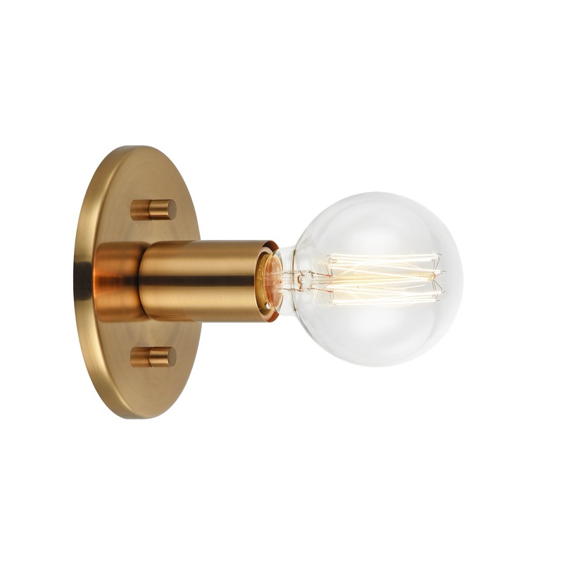 Kasa One Light Wall Sconce in Aged Gold Brass