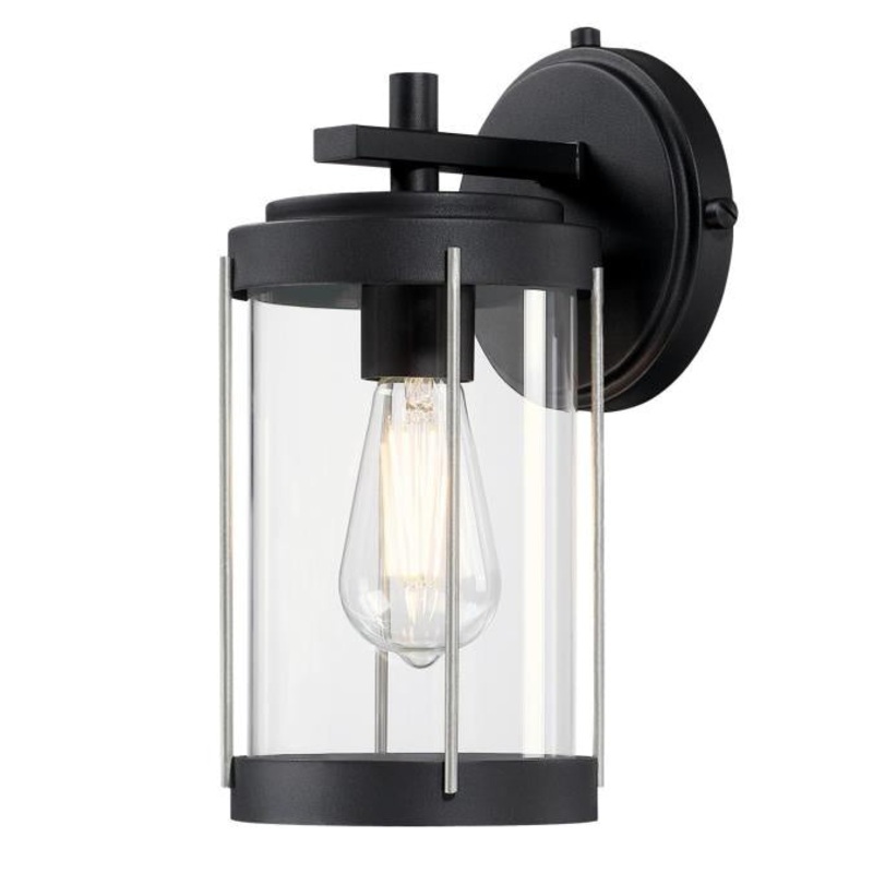 Kezia One Light Wall Fixture in Textured Black With Industrial Steel Accents