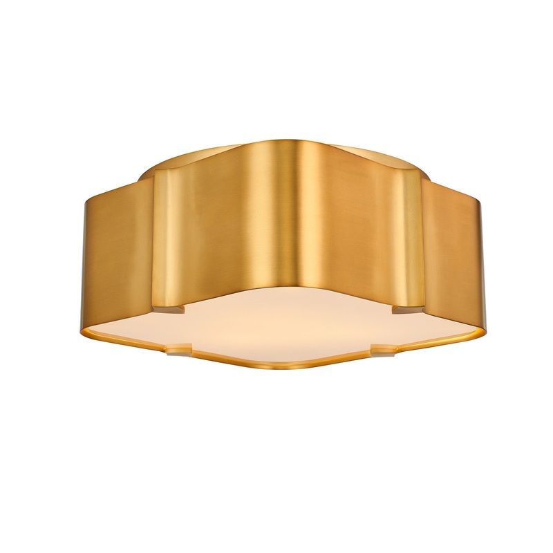 Lotus Three Light Flush Mount in Winter Brass