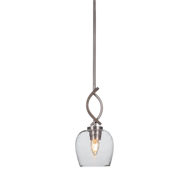 Monterey One Light Mini Pendant in Graphite & Painted Distressed Wood-look Metal
