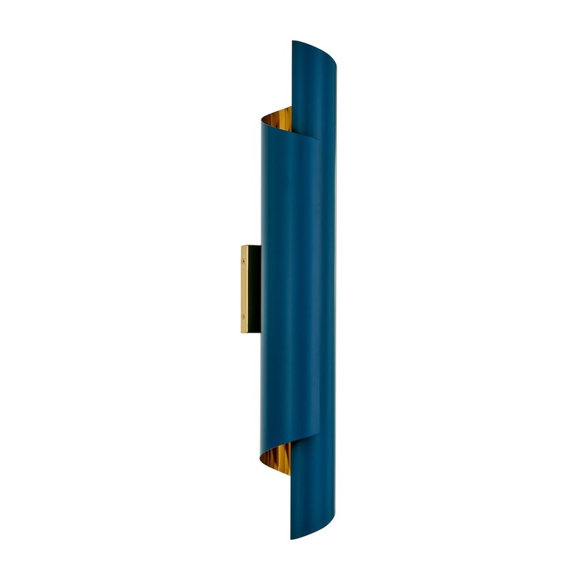 Piaga Two Light Wall Sconce in Matte blue and polished brass