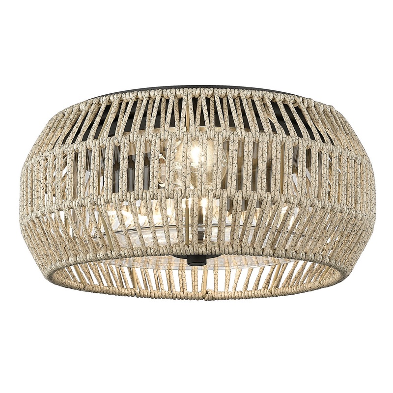 Seabrooke Two Light Outdoor Flush Mount in Natural Black