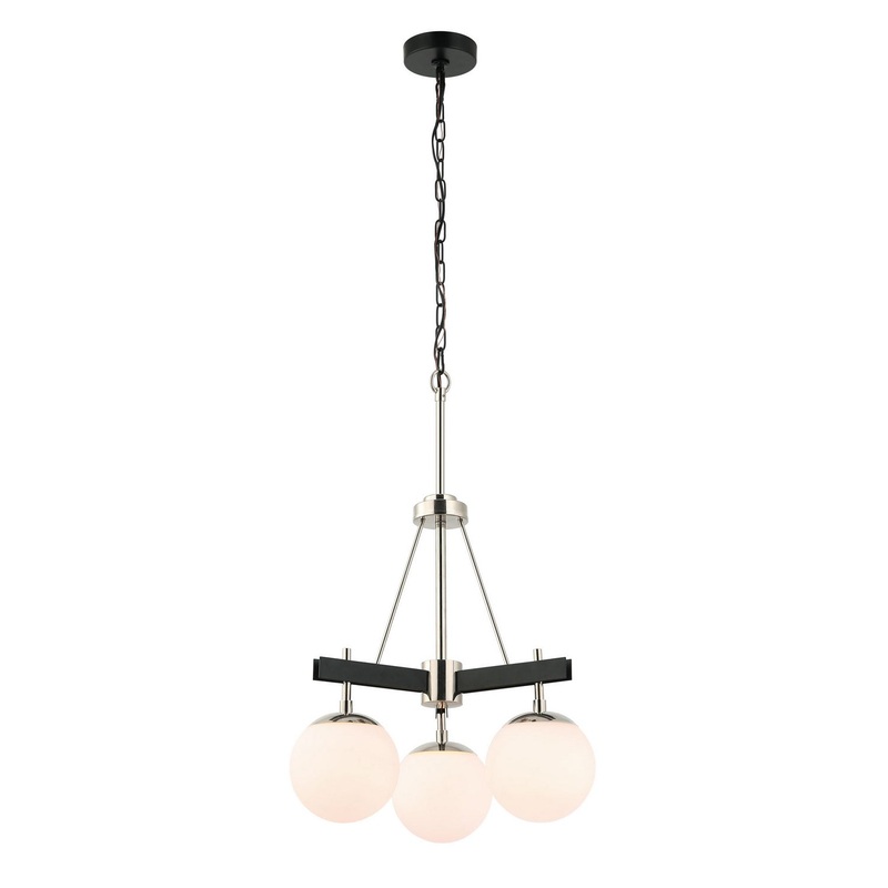 Allie Three Light Chandelier in Black/Polished Nickel