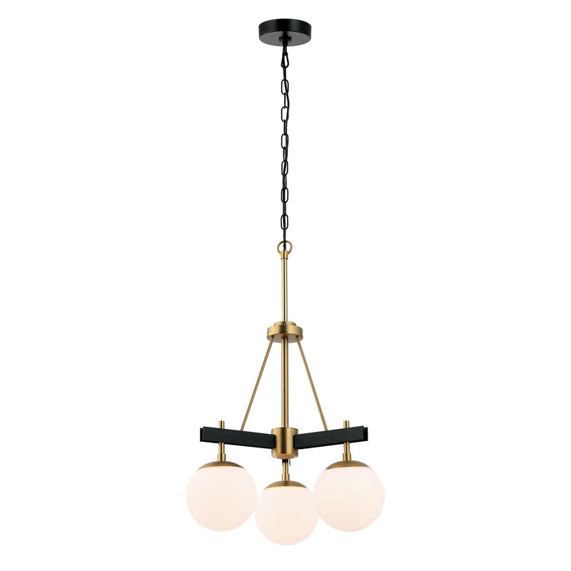 Allie Three Light Chandelier in Black/Satin Brass