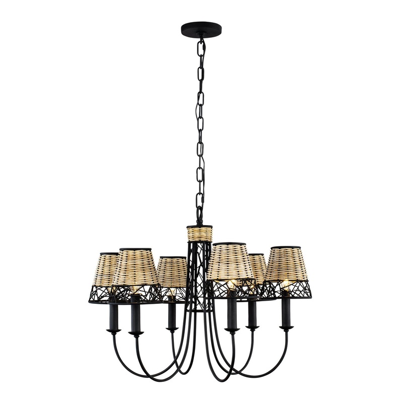 Cayman Six Light Chandelier in Black