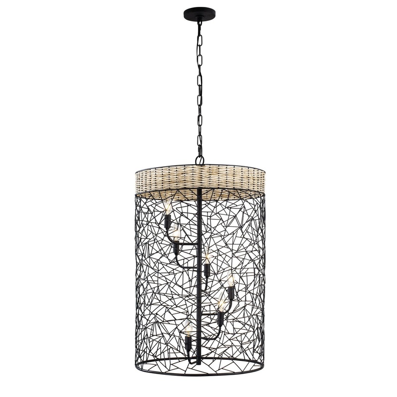 Cayman Six Light Foyer Pendant in Black