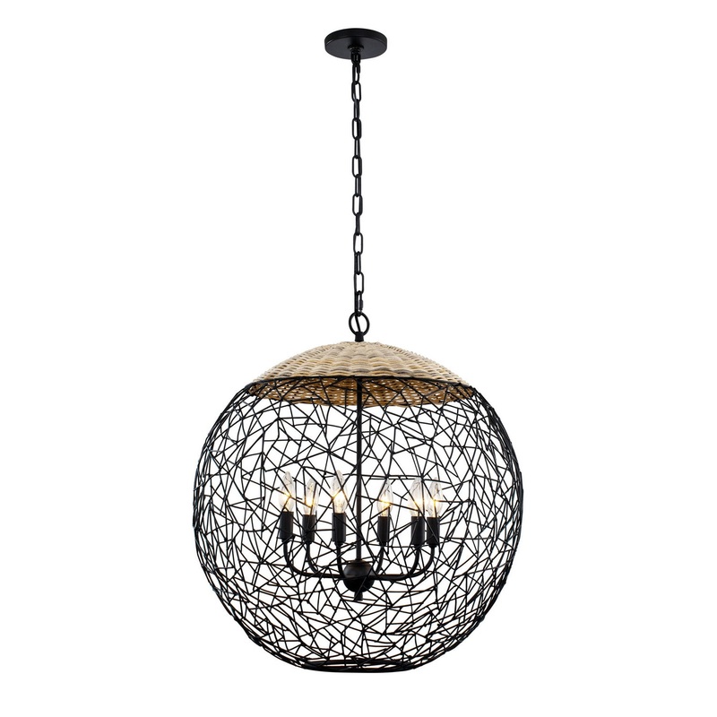 Cayman Six Light Pendant in Black