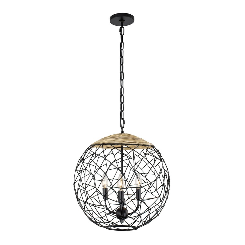 Cayman Three Light Pendant in Black