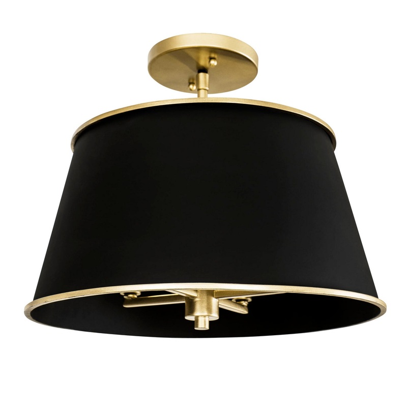 Coco Four Light Semi-Flush Mount in Matte Black/French Gold