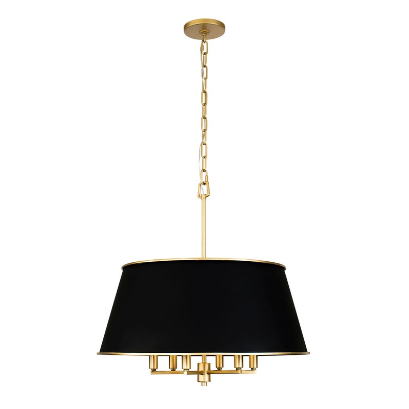 Coco Six Light Pendant in Matte Black/French Gold