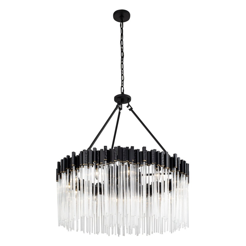 Matrix 12 Light Pendant in Matte Black/French Gold