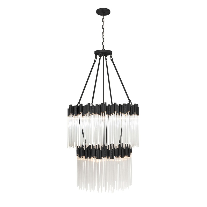Matrix 14 Light Chandelier in Matte Black/French Gold