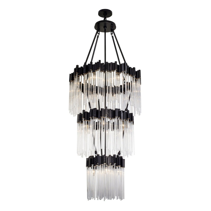 Matrix 18 Light Chandelier in Matte Black/French Gold
