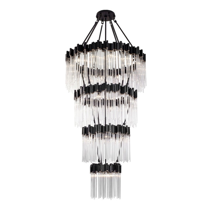 Matrix 30 Light Chandelier in Matte Black/French Gold