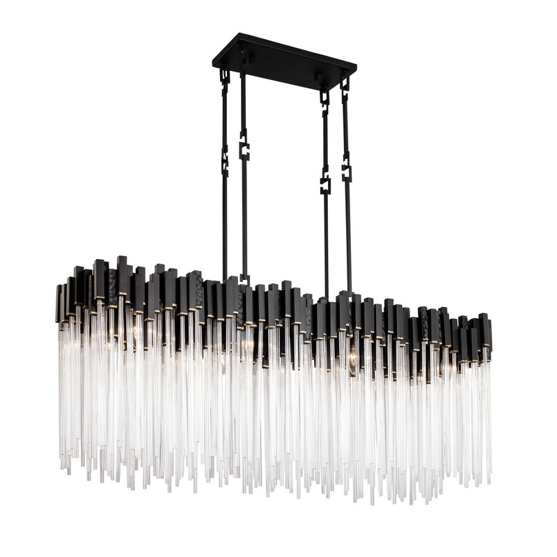 Matrix Eight Light Linear Pendant in Matte Black/French Gold