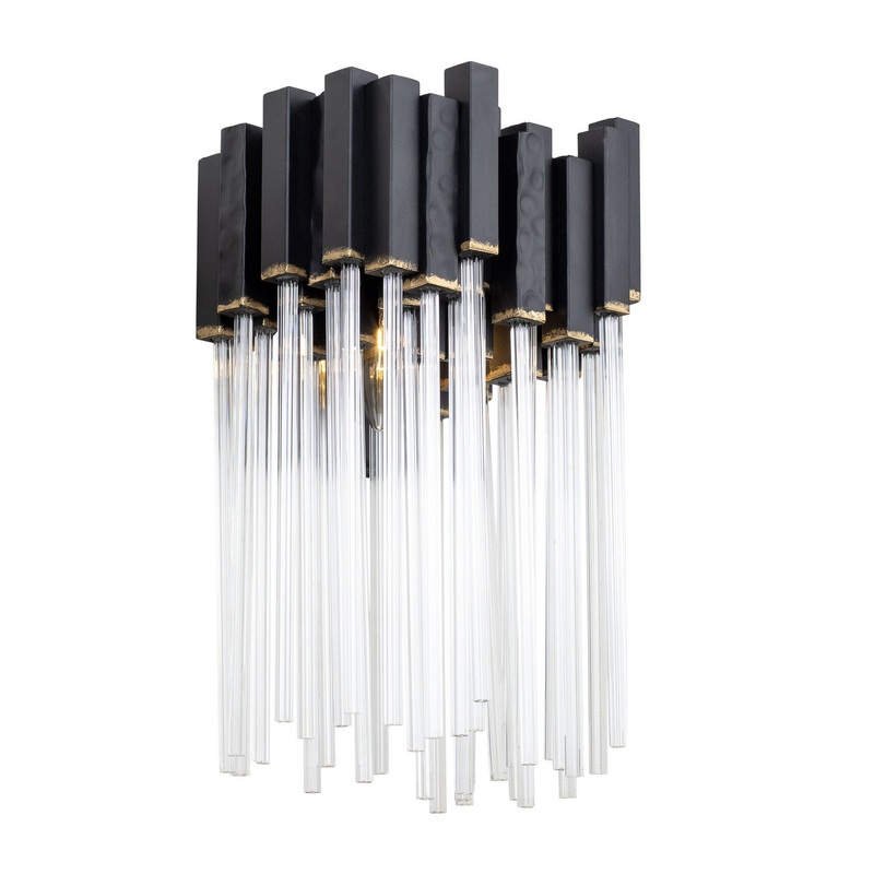 Matrix One Light Wall Sconce in Matte Black/French Gold