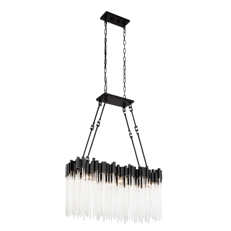 Matrix Six Light Linear Pendant in Matte Black/French Gold