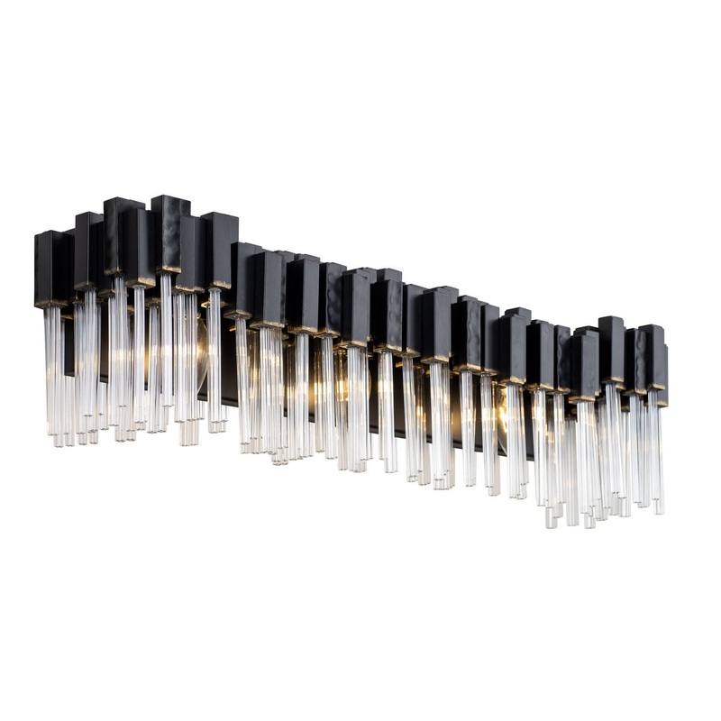 Matrix Three Light Bath in Matte Black/French Gold