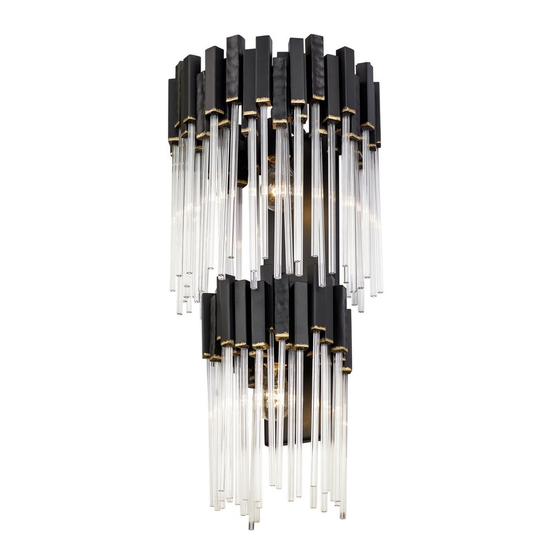 Matrix Two Light Wall Sconce in Matte Black/French Gold