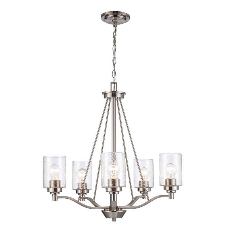 Mod Pod Five Light Chandelier in Brushed Nickel