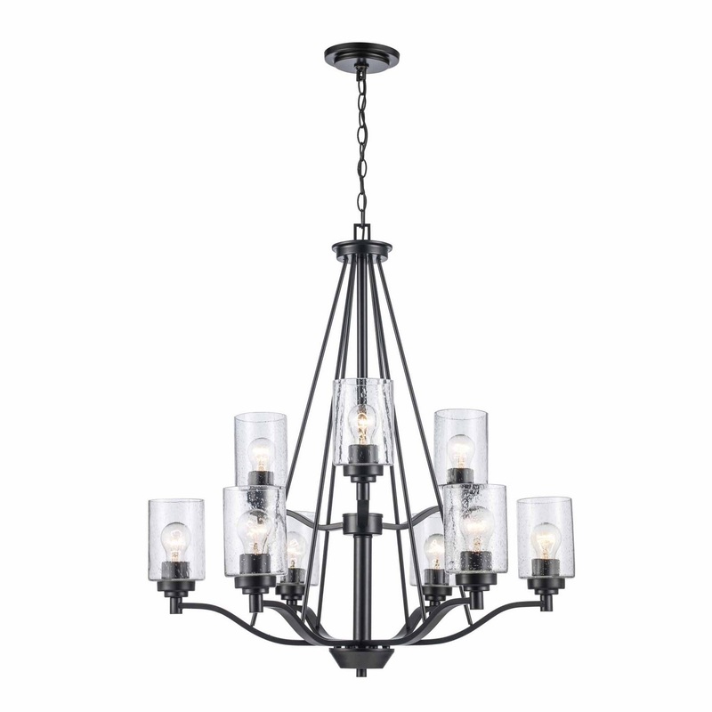 Mod Pod Nine Light Chandelier in Black