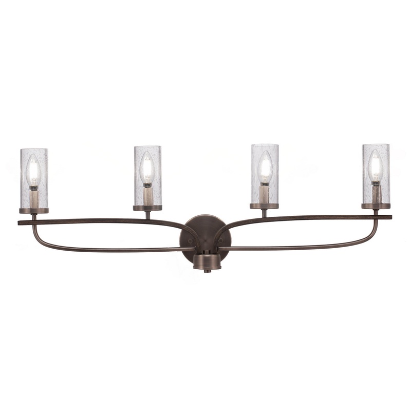 Monterey Four Light Bath Bar in Graphite & Painted Distressed Wood-look Metal