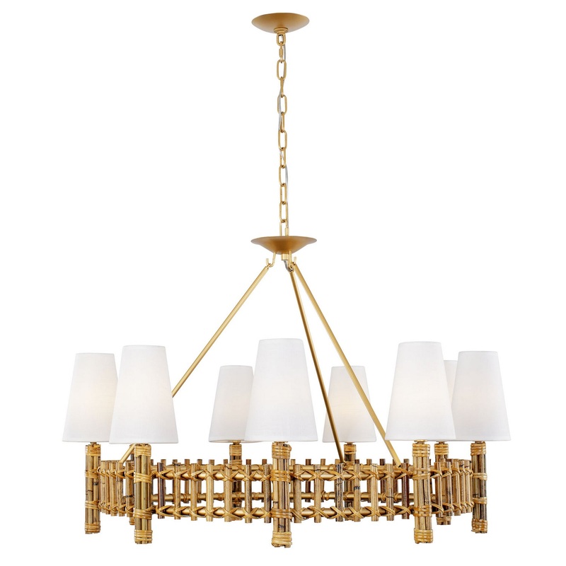 Nevis Nine Light Chandelier in French Gold