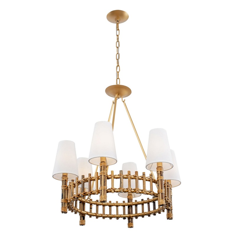 Nevis Six Light Chandelier in French Gold