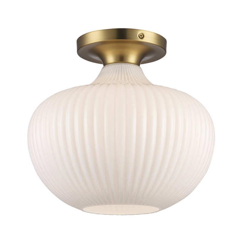 One Light Flush Mount in Antique Gold